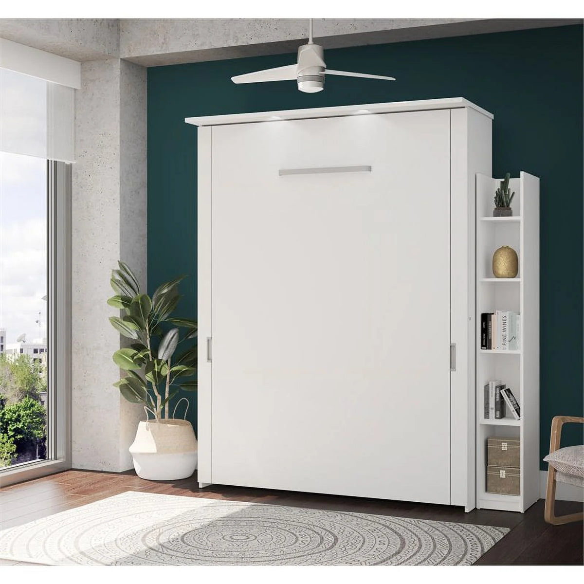 Queen Murphy Bed and Storage Unit in White K433
