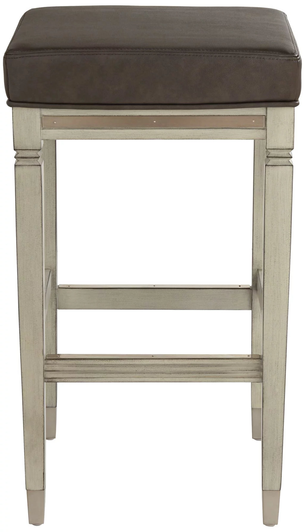 Wood Bar Stool Gray Faux Leather Footrest F2300