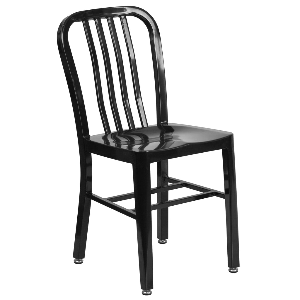 18 Inch Black Galvanized Steel Indoor/Outdoor Dining Chair I61061