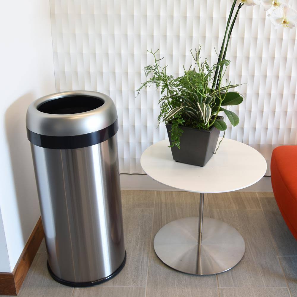 Stainless Steel 16-Gallon Round Open-Top Trash Can T388408