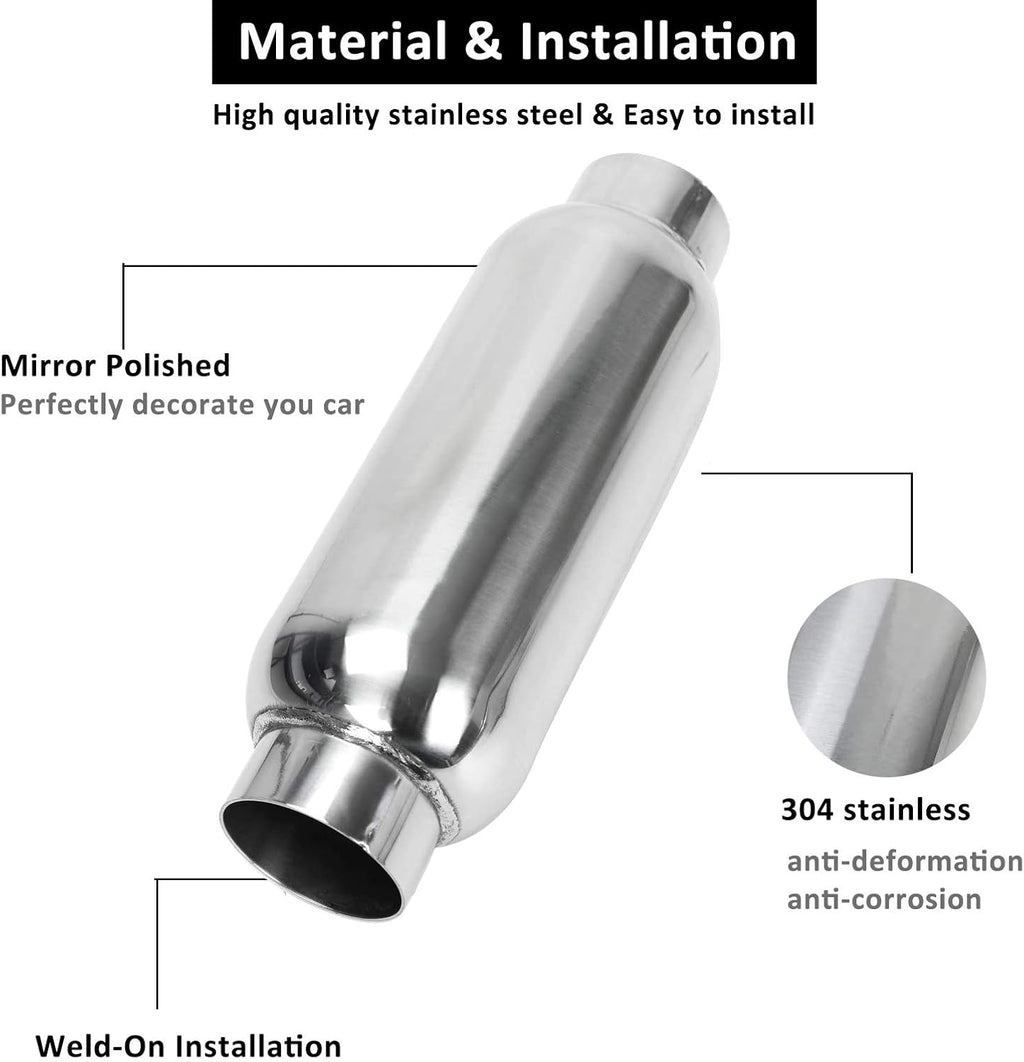2.5 Inch Stainless Steel Weld-on Exhaust Muffler Pack of 2 H335361
