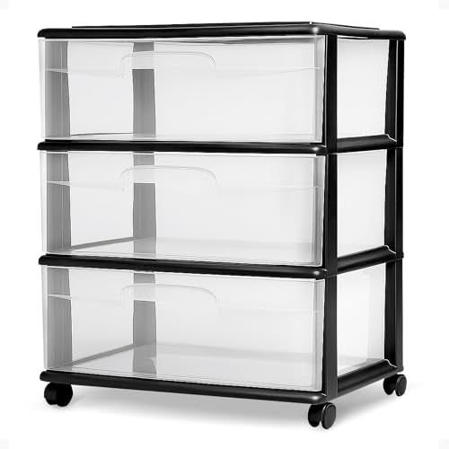 3-Tier Clear Plastic Storage Organizer Cart with Wheels D49133