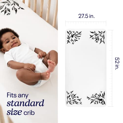 100% Cotton Fitted Sheets, Pebble Grey and White, Crib, 2 Count J6594