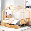 Full Size House Bed with Roof and 2 Drawers Y731