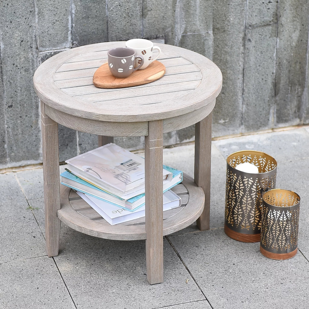 Solid Teak Round Side Table T87691