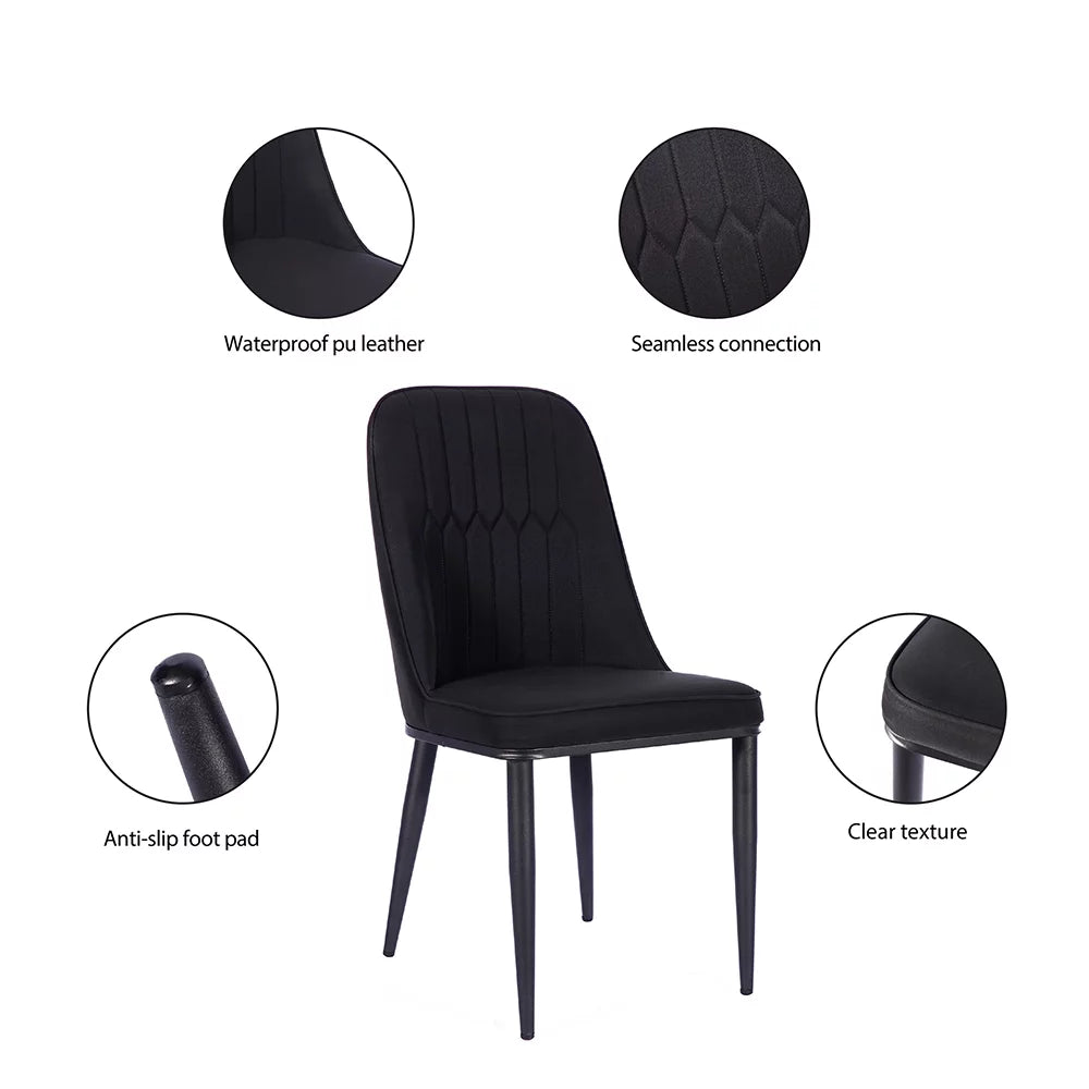 Black Faux Leather Dining Chair Set of 6 J20077