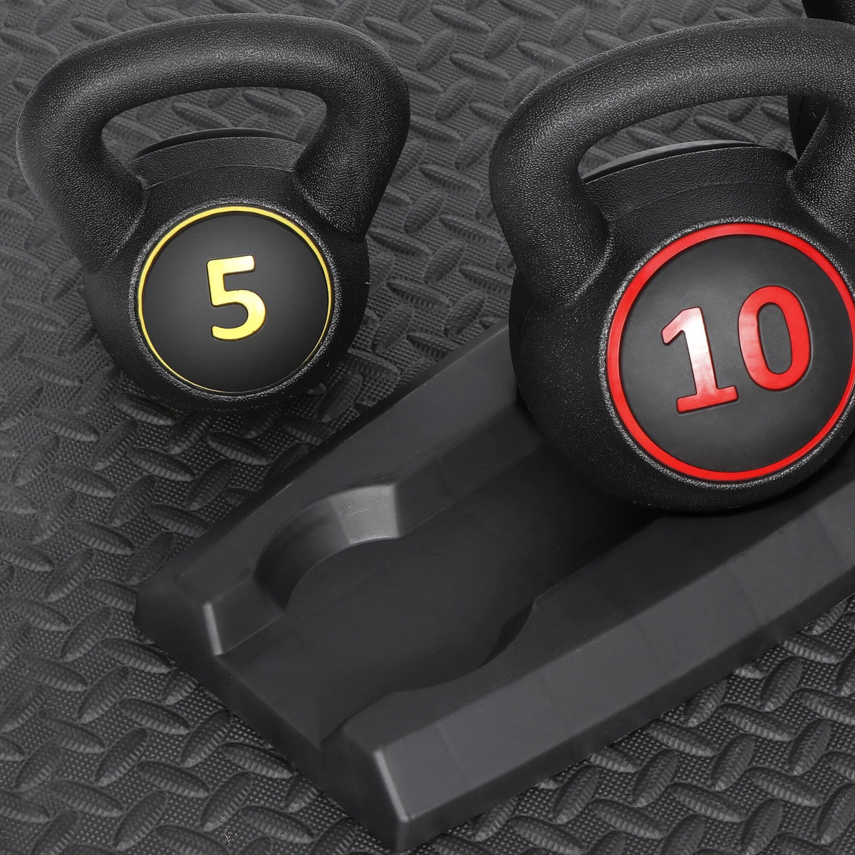 3 Piece 5lb 10lb 15lb Kettlebell Set with Storage Rack F702283