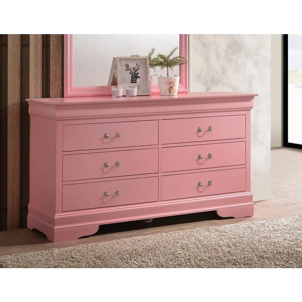 Pink 6 Drawer Double Dresser U13685