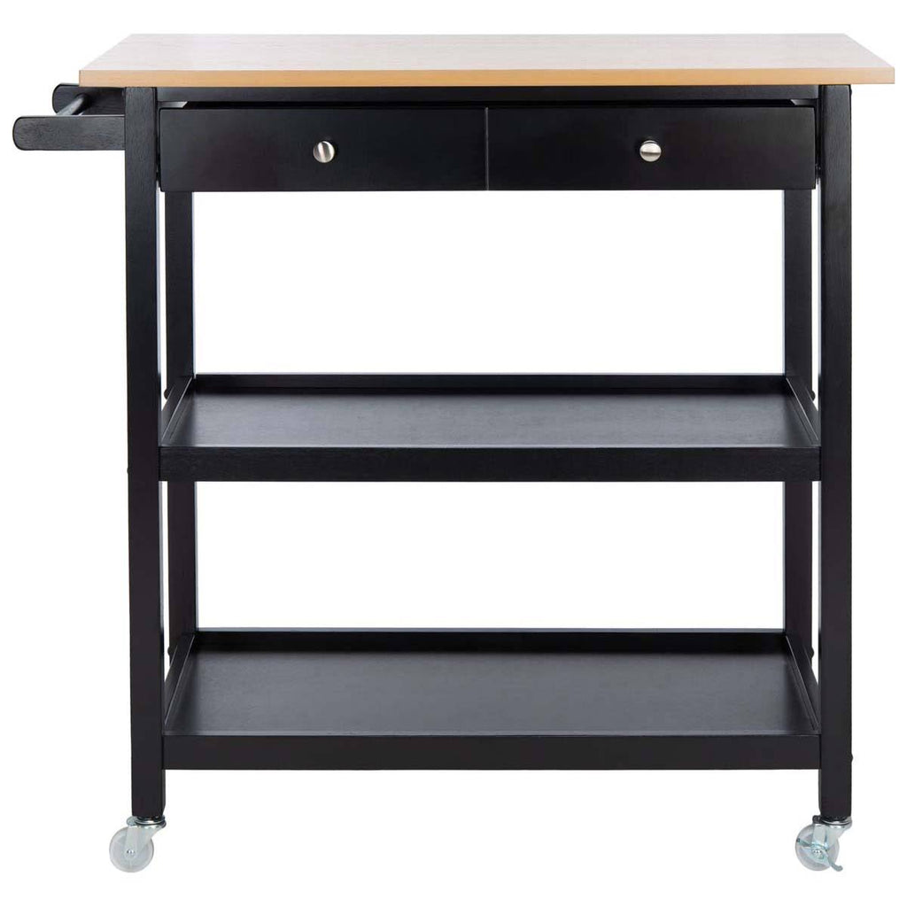 Black 2 Drawer 3 Shelf Kitchen Cart N98401