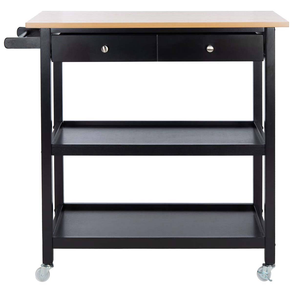 Black 2 Drawer 3 Shelf Kitchen Cart N98401