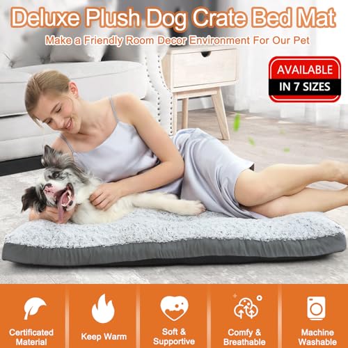 Grey Washable Plush Dog Bed, 35"x23" X48680