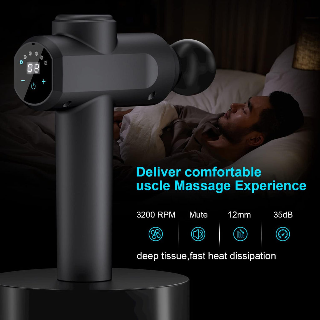 Deep Tissue Percussion Handheld Massager with 8 Massage Heads and LCD Touch Screen A664