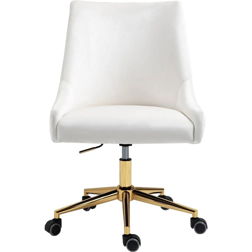 Cream Velvet Swivel Adjustable Office Chair R155