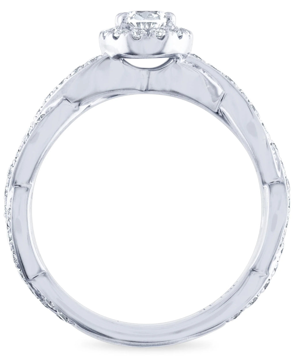 14k White Gold Diamond Halo Engagement Ring Size 7 J166