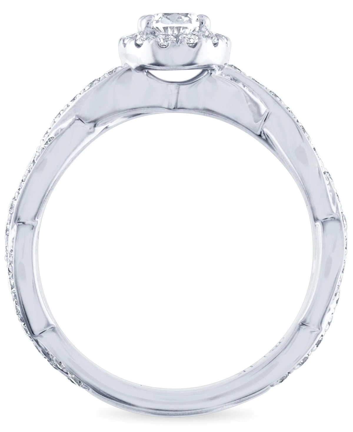 14k White Gold Diamond Halo Engagement Ring Size 7 J166