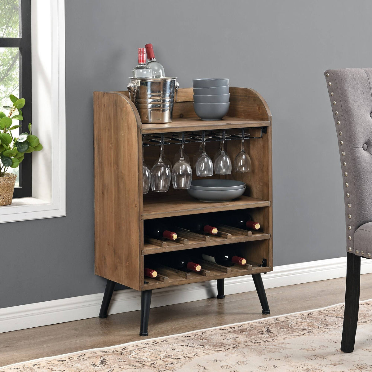 Brown Wood Bar Cabinet L4265