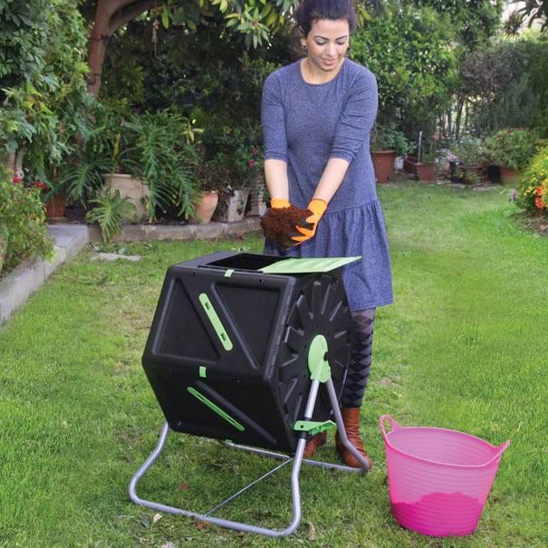 28 Gal Black Garden Composter with Hand Tool Kit Y301