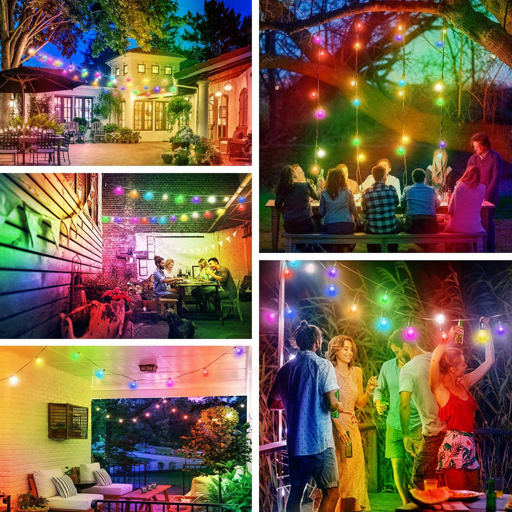 2-Pack RGB Outdoor String Lights with S14 Edison Bulbs 96FT D81043