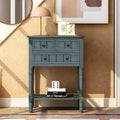 Ivory White Narrow Console Table with Three Storage Drawers and Bottom Shelf K773