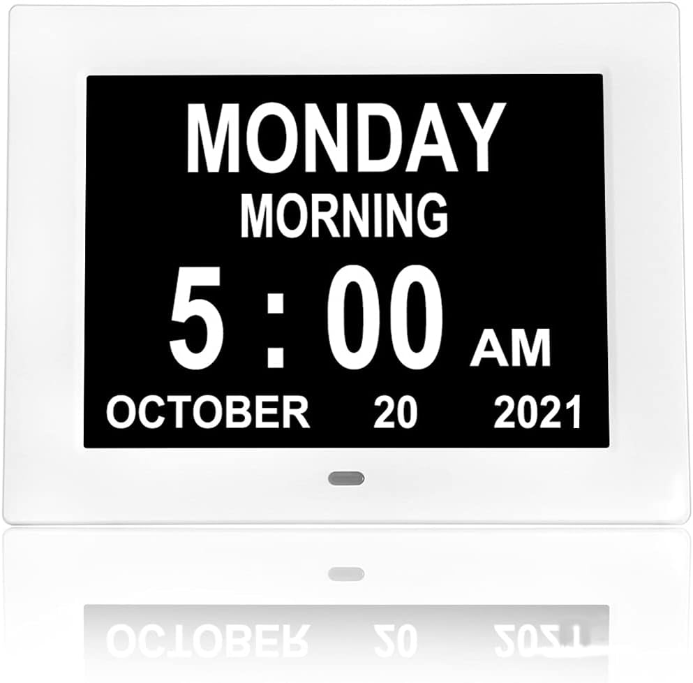 Digital Day Clock 8 Alarms Auto-Dimming Extra Large D632