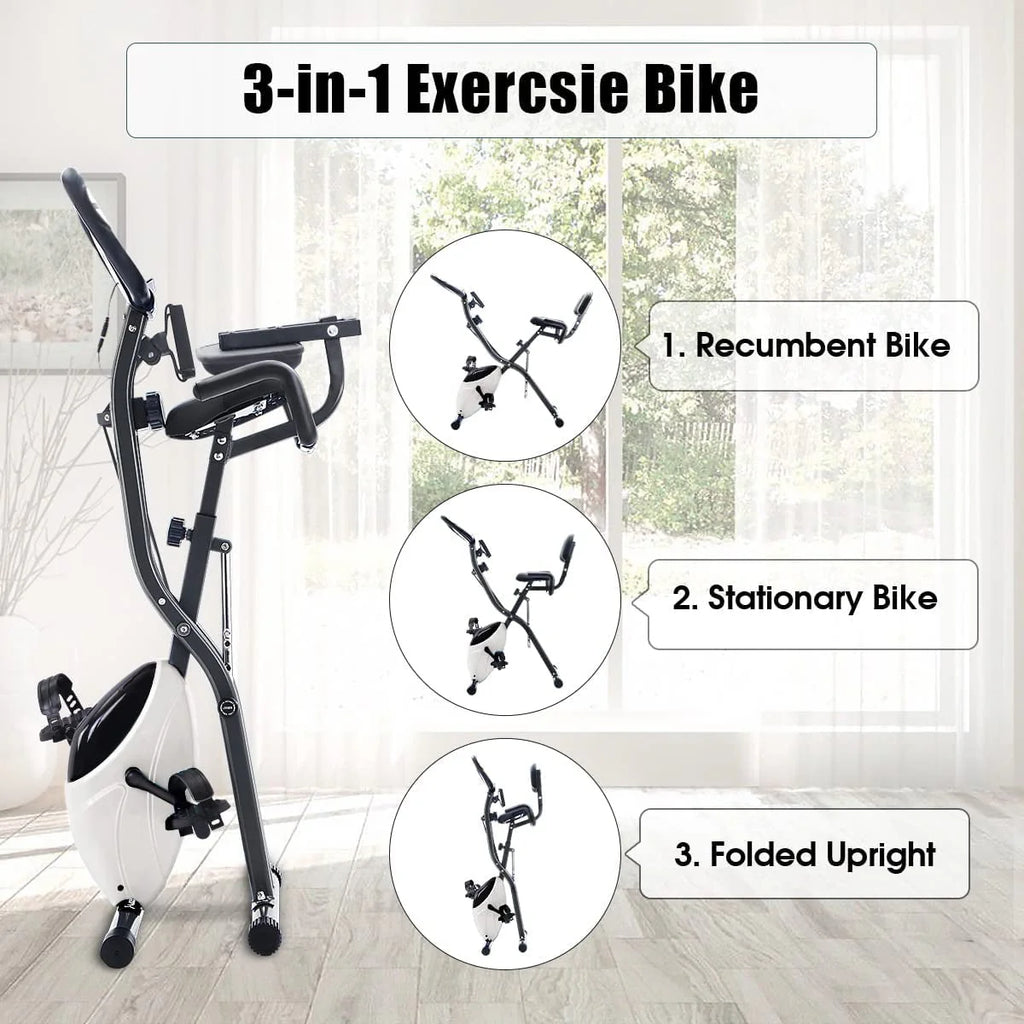 Folding 3-in-1 Recumbent Exercise Bike with Arm Resistance Bands V520100