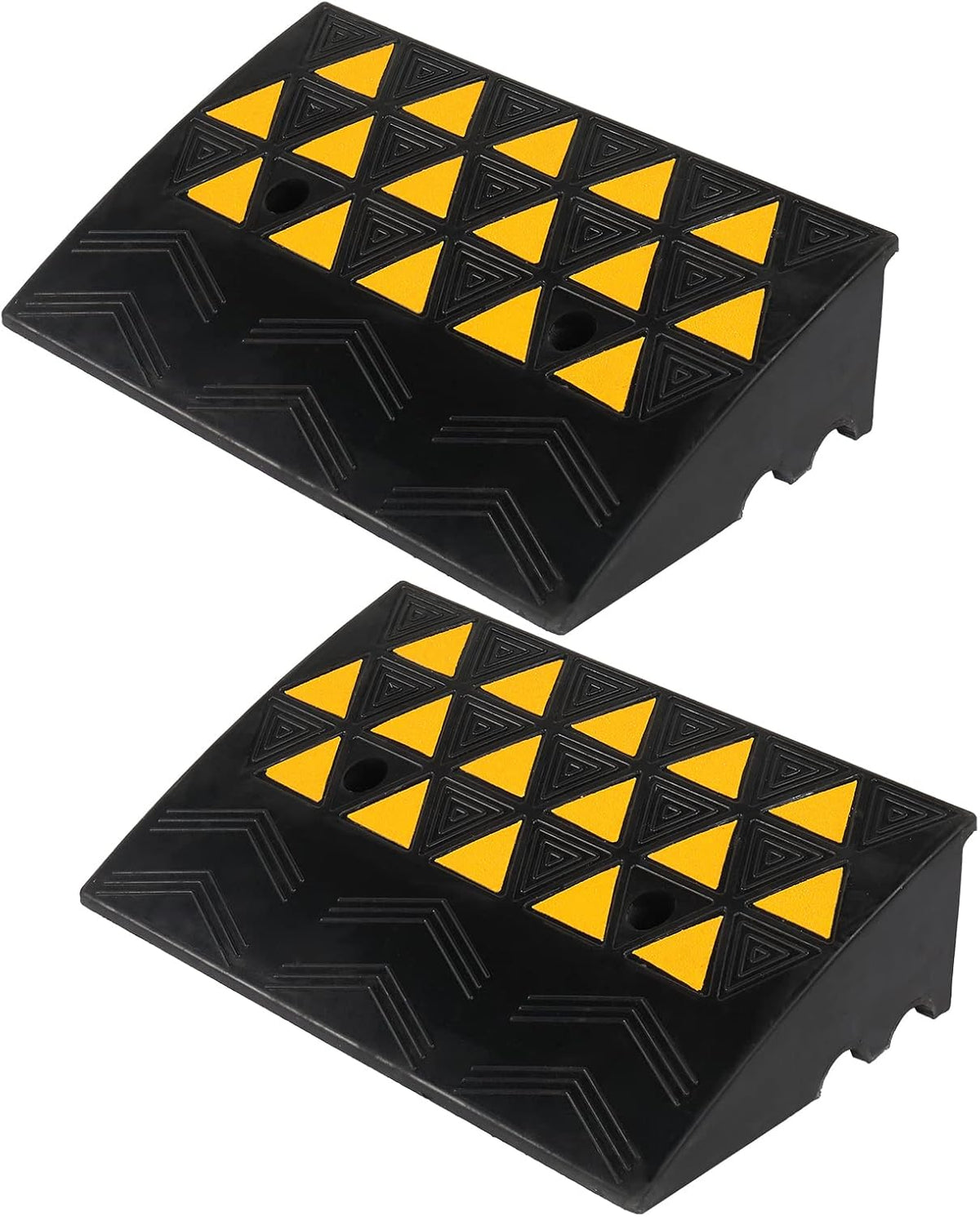 2PCS 6 Rubber Car Curb Ramps, Anti-Slip Heavy Duty Threshold Ramp with Expansion Bolts C2878