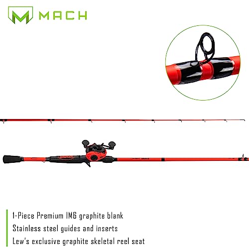 Fluorescent Red Baitcast Reel and Fishing Rod Combo L8377