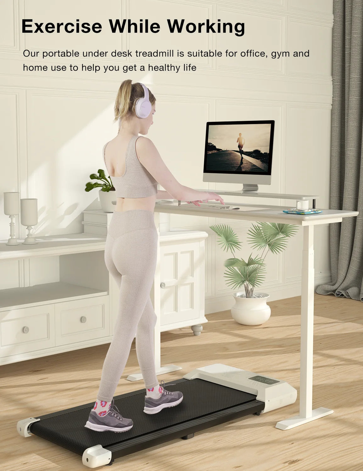 2.5Hp Walking Pad Under Desk Treadmill with Remote Control and LED Display H530