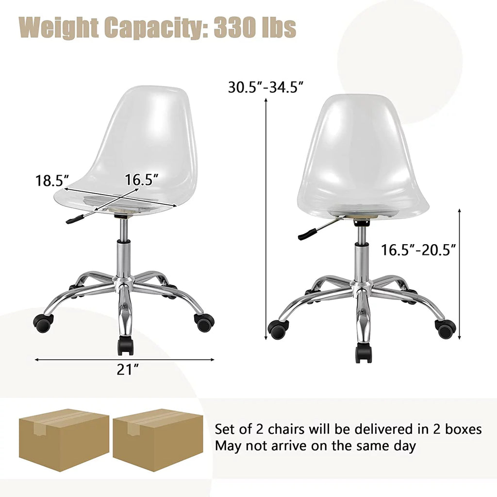 Clear Acrylic Armless Desk Chair Set of 2 K566609