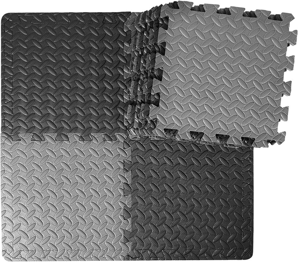 6 pcs Interlocking Exercise Foam Mats 3/8 inch Black T3856