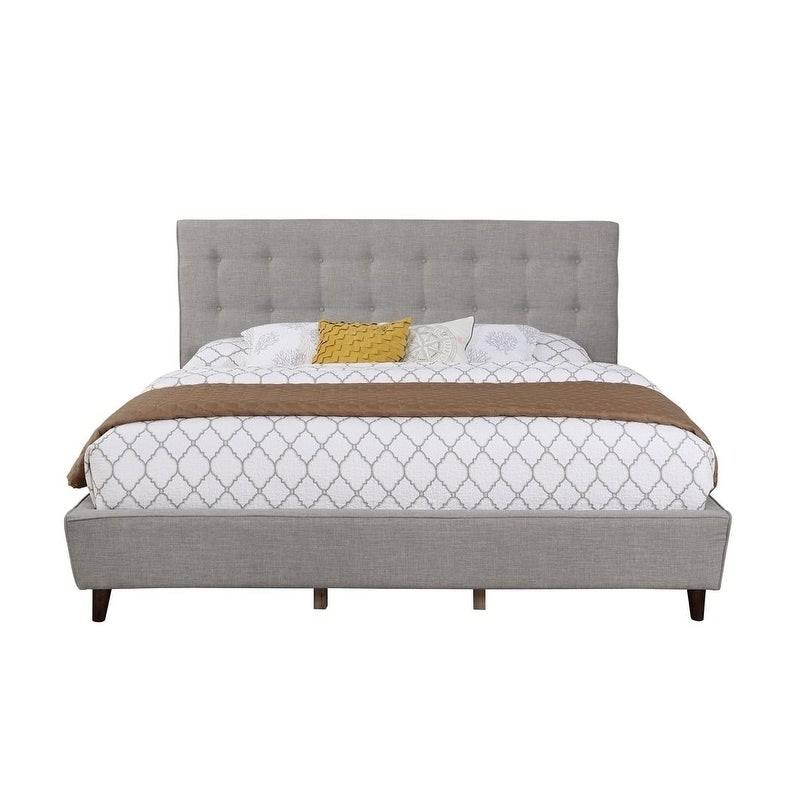 King Sized Gray Linen Panel Headboard C51062