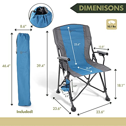 Tan & Gray Heavy-Duty Folding Camping Quad Chair with Cup Holder B721765
