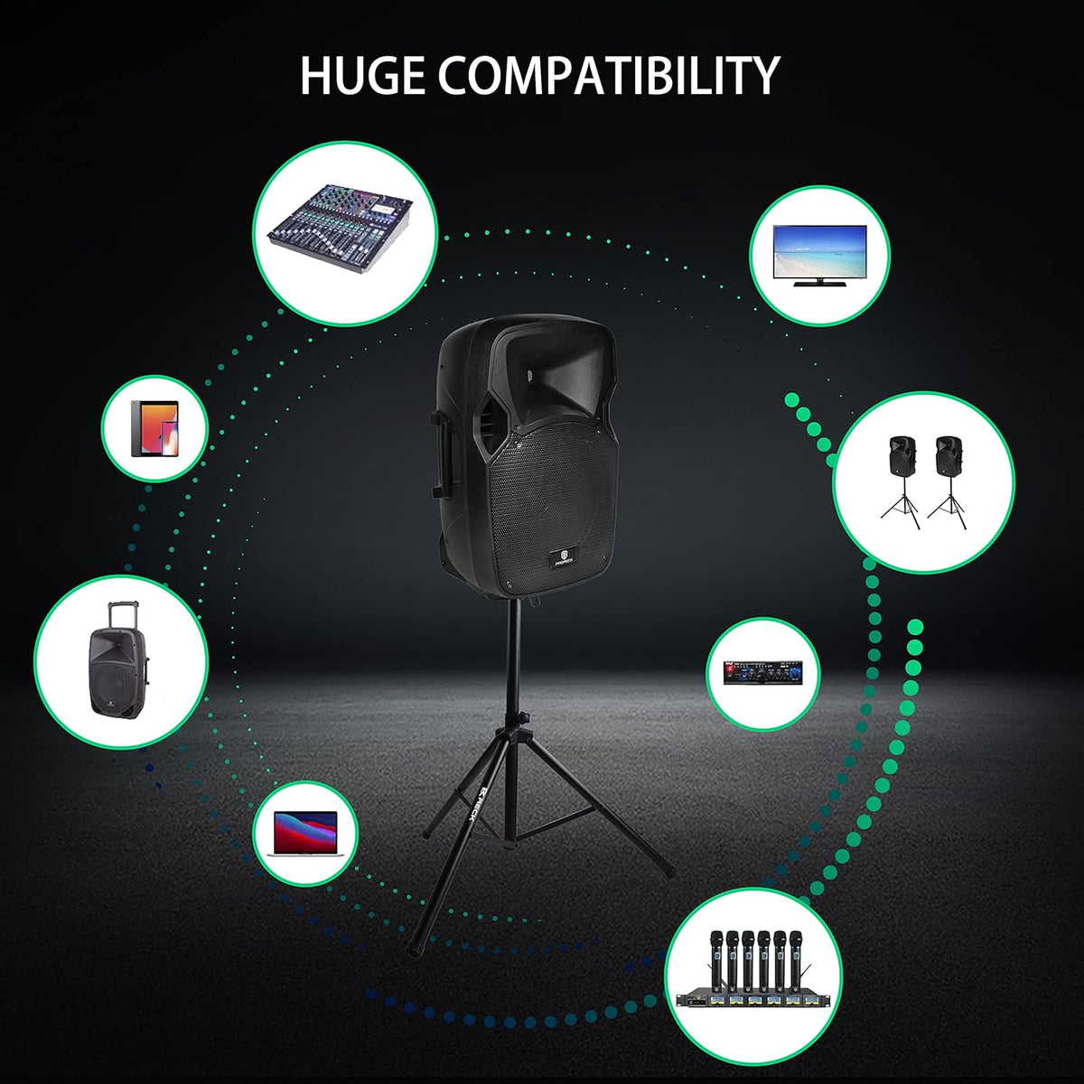 12-Inch 1000 Watts 2-Way Powered PA Speaker System with Bluetooth K45175
