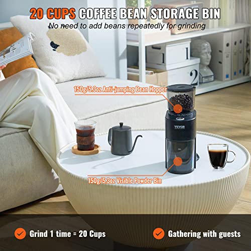 Silver Electric Conical Burr Coffee Grinder with 51 Grind Settings, 9.7 oz R8111