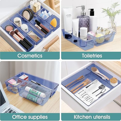 25 PCS Clear Plastic Drawer Organizer Set, 4 Sizes Y941