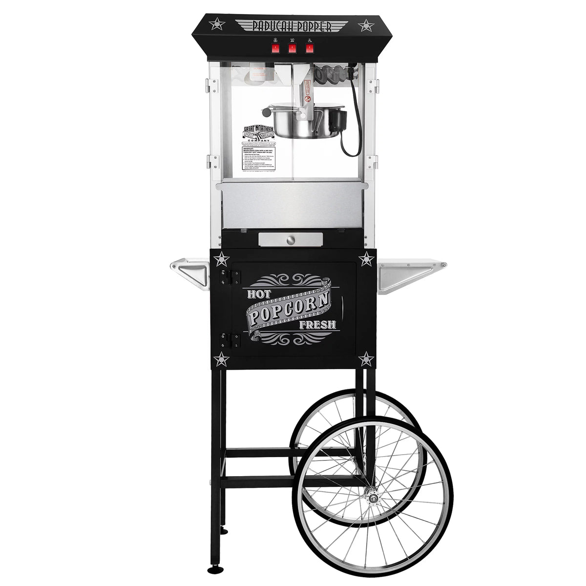 Black Antique Style 8oz Popcorn Popper Machine with Cart P2175