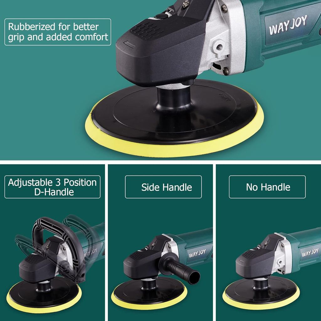 Rotary Car Polisher with 6” and 7“ Backing Plate, 4 Foam Pads I5303
