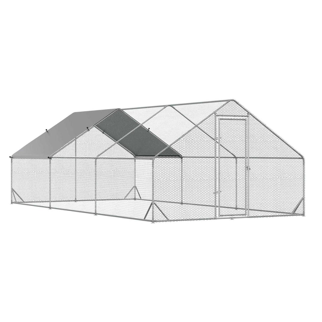 Large Metal Chicken Coop with Cover and Lockable Door R1897