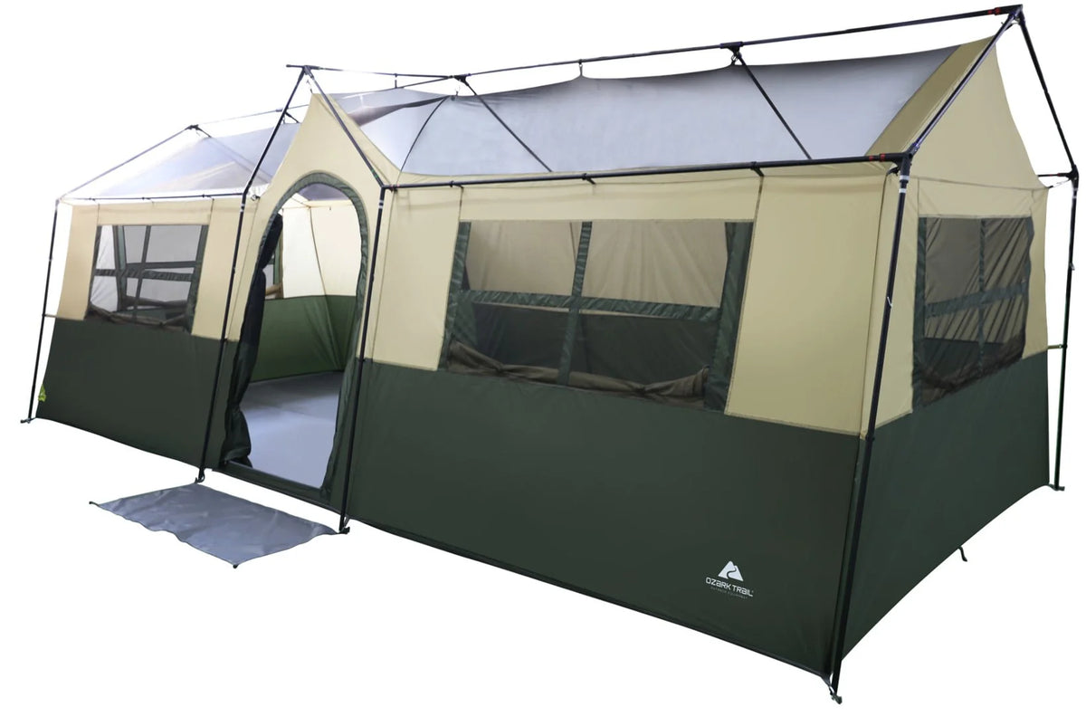 12 Person 3-Room Cabin Tent, Green F705447