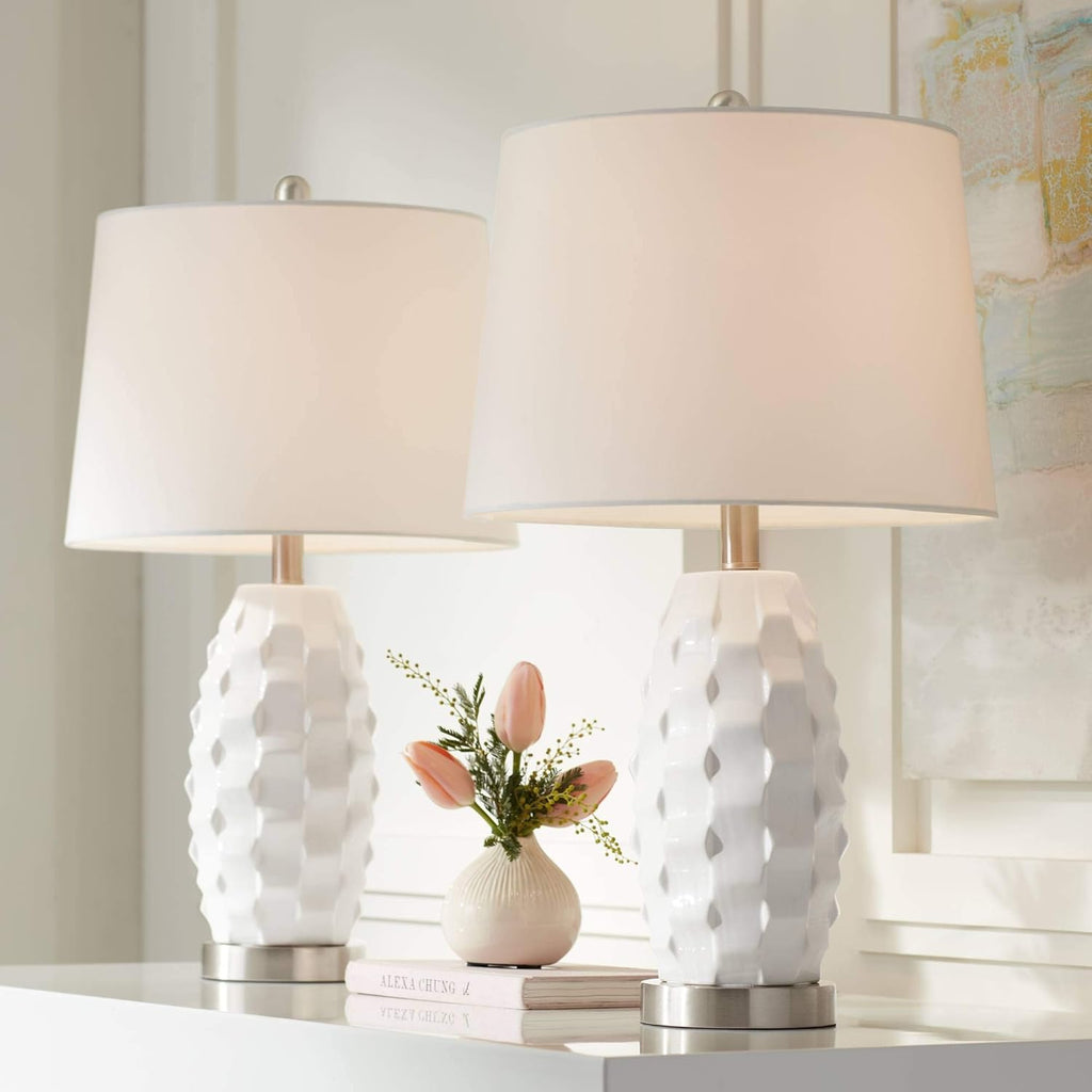 White Ceramic Table Lamps Set of 2 X9940