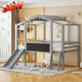 White Twin Low Loft Bed with Slide and Storage Shelves Z2629