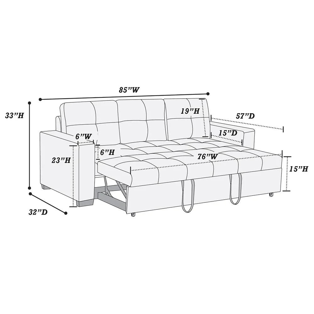 Faux Leather Convertible Sofa in Black F88406