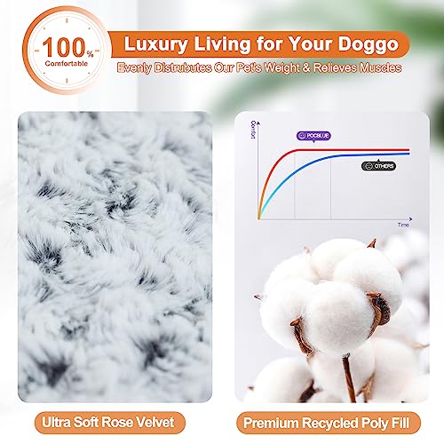 Grey Washable Plush Dog Bed, 35"x23" X48680
