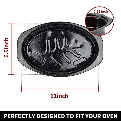 Black Enamel on Steel Oval Roaster Pan with Lid P729448