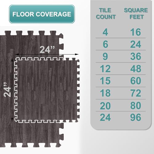 Wood Grain EVA Interlocking Floor Mats with Borders G95471
