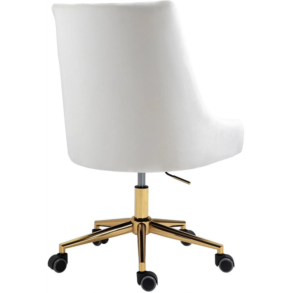 Cream Velvet Swivel Adjustable Office Chair R155