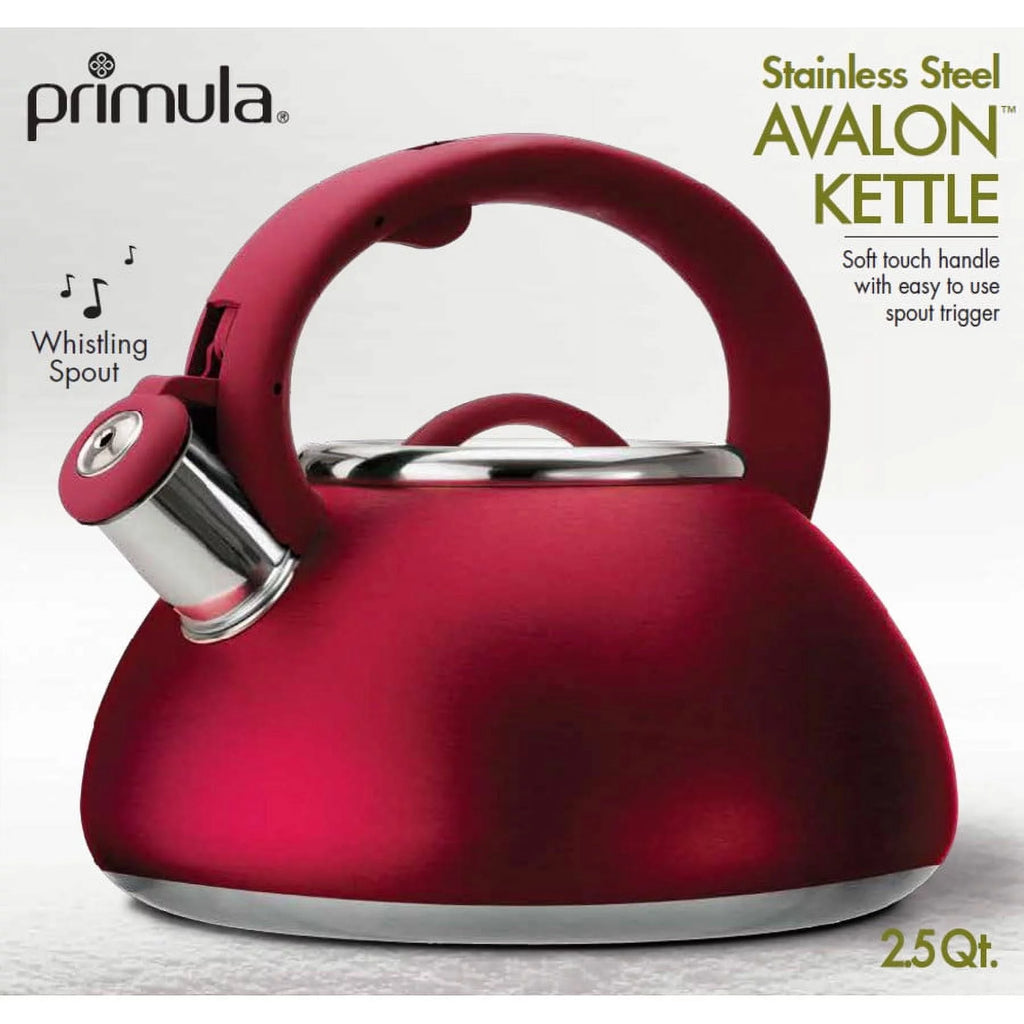 Stainless Steel Whistling Kettle, 2.5 Quarts, Matte Red F293