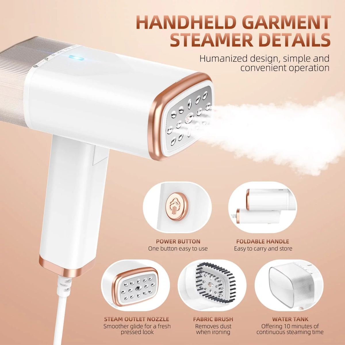 Portable Foldable Handheld Clothes Steamer 1000W 120ml A8600