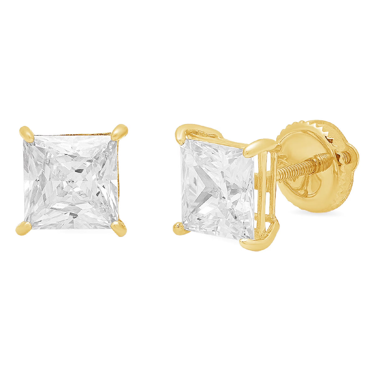 18K Yellow Gold Diamond Stud Earrings T8324