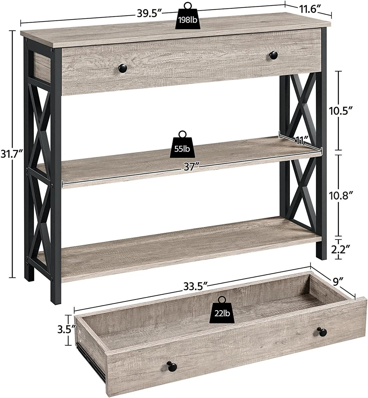 Grey TV Stand with Drawer and Open Storage Shelves M285535
